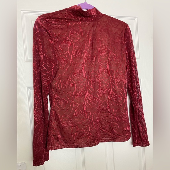 Burgundy Mesh Top with Gloves - Picture 3 of 6